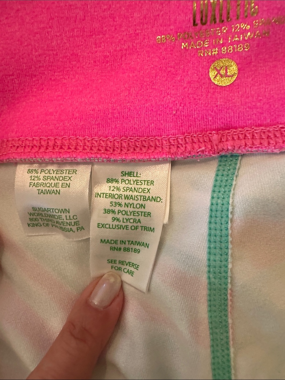 Lilly Pulitzer Luxletic Legging in Tropical Storm Green/Pink Sz XL - Picture 8 of 8